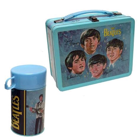 the beatles signatures retro style metal lunch box|The Beatles Retro Lunch Box with Thermos by Factory .